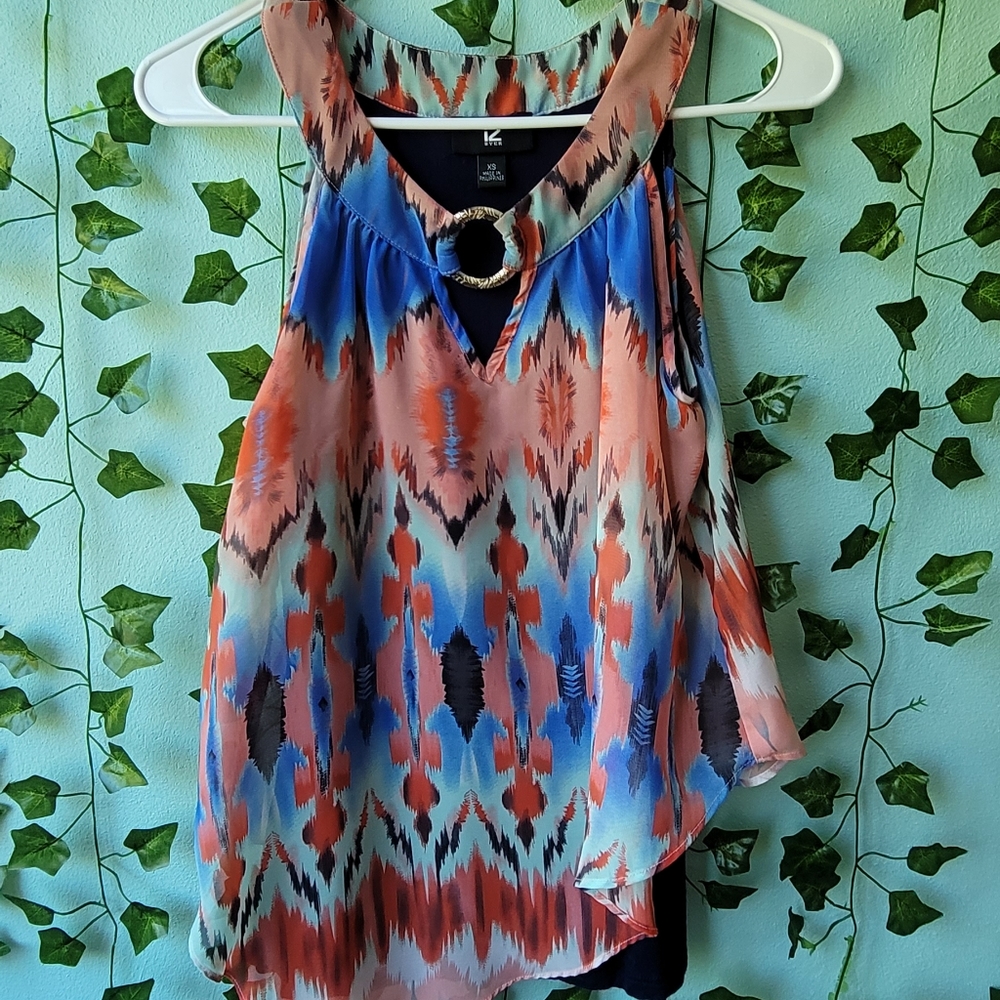 iZ Byer tank top in pink & blue, size extra small